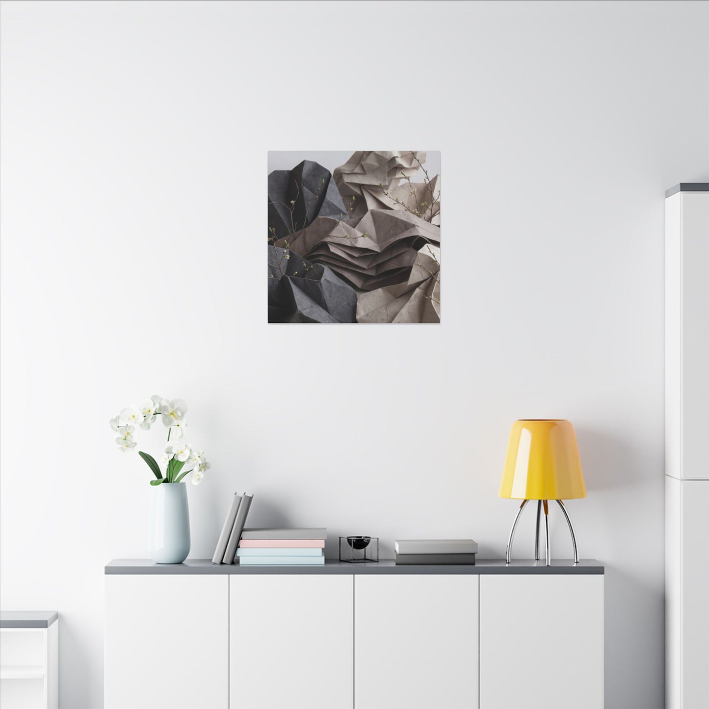 Neutral Paper Fold Canvas Art - Texture Japandi