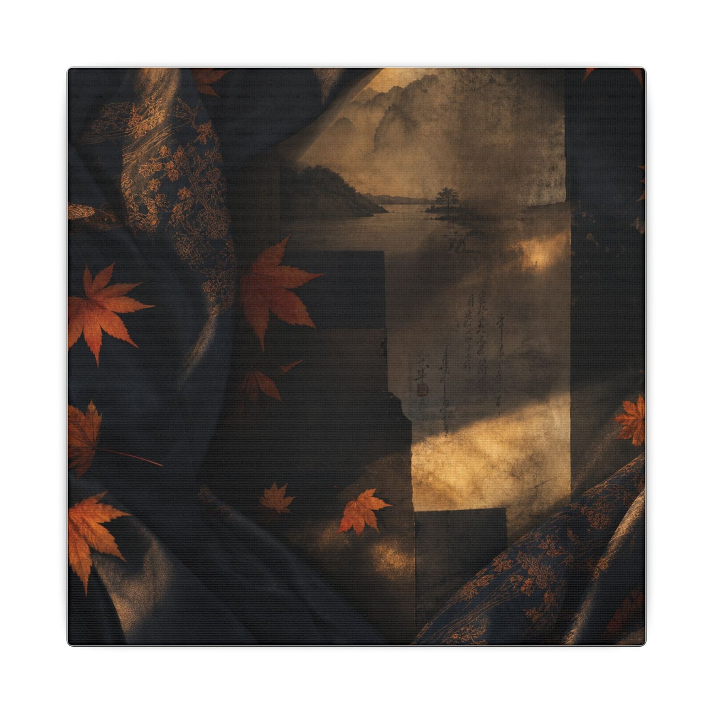 Autumn Silk Drape Shadow Zen Canvas Art | Bold Decor