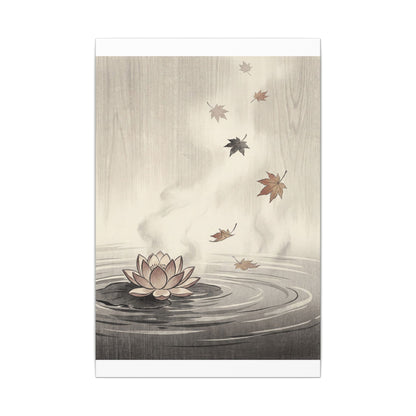 Lotus Flower Canvas Art | Autumn Zen Ukiyo E Inspired Art