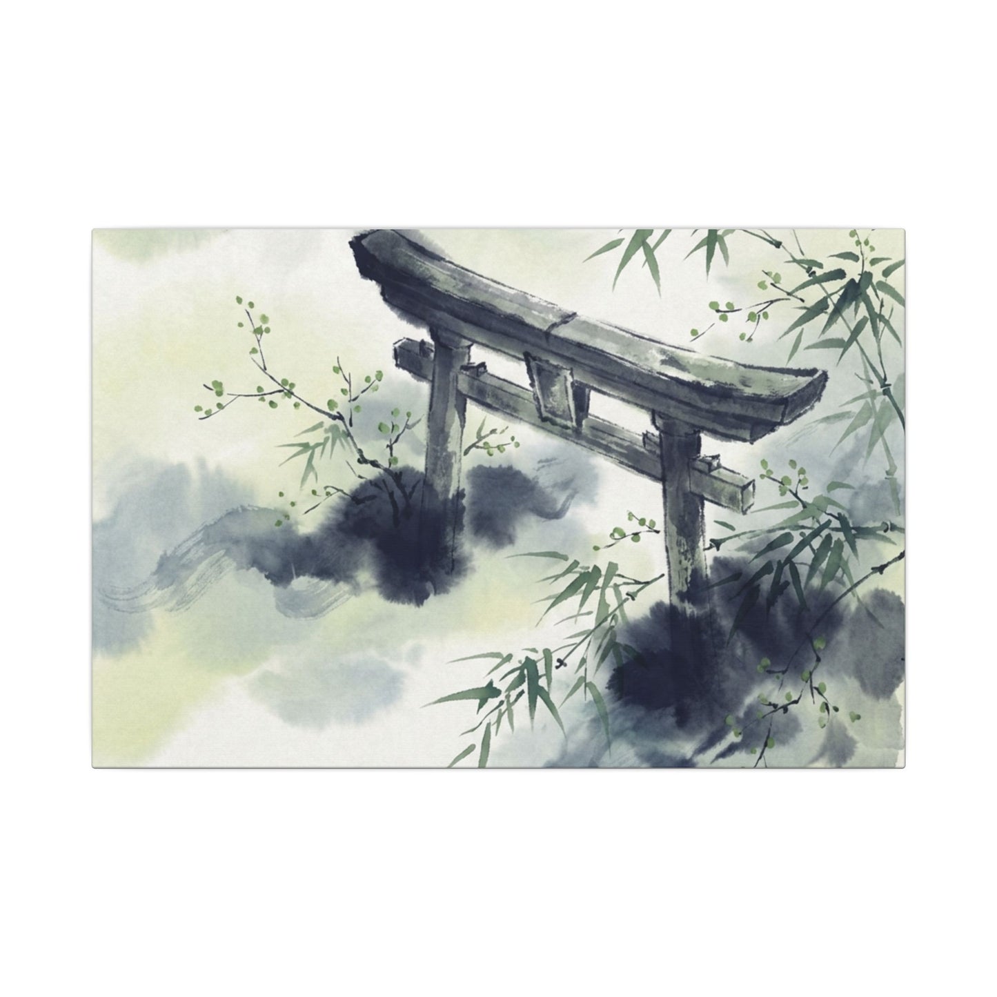 Torii Gate Sumi E Canvas Art | Serene Zen Art