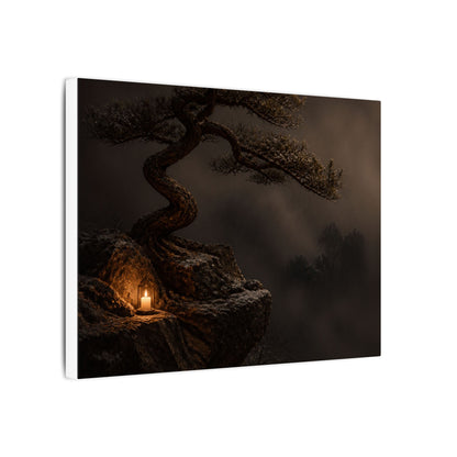 Pine Tree Shadow Zen Canvas Art | Luxurious Dark Japandi Art