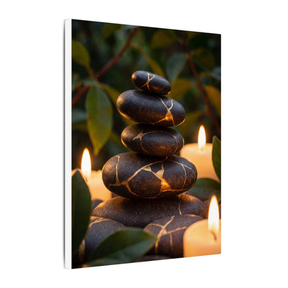 Summer River Stones Gold Vein Canvas Art | Philosophical Decor