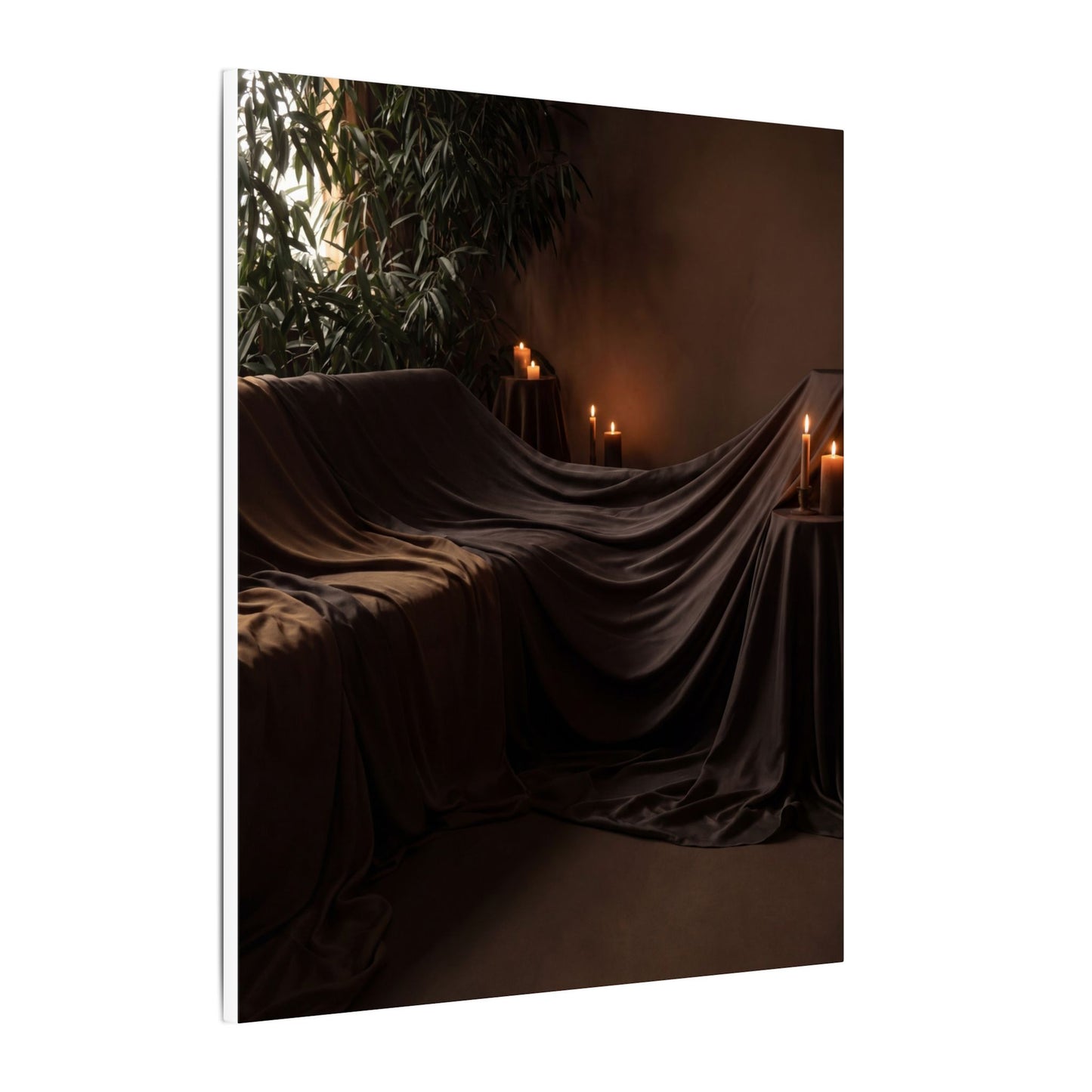 Candlelight Silk Drape Canvas Art - Dark Japandi Ma