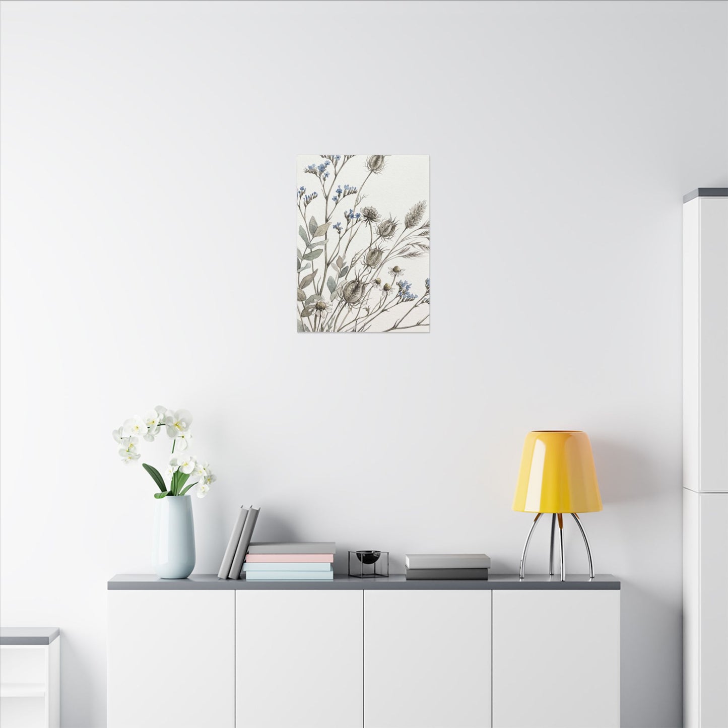Dried Flowers Canvas Art | Summer Japandi Watercolor Art