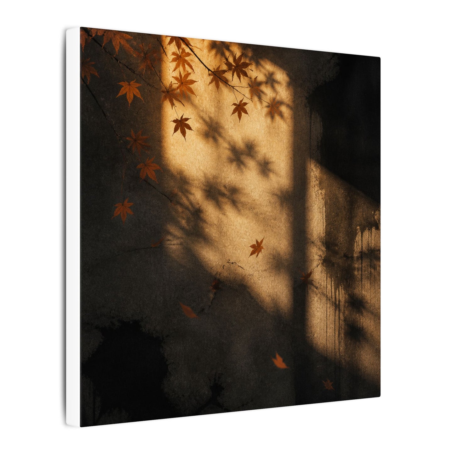Shadow Play Canvas Art | Autumn Dark Japandi Charcoal Ink Art