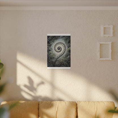 Zen Fern Unfurling in Dawn | Ukiyo E Inspired Canvas Art