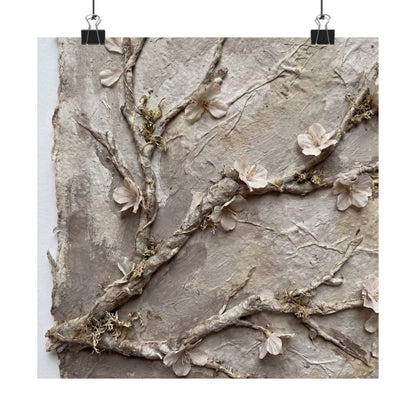 Summer Cherry Blossom Texture Wall Art Print | Neutral Decor