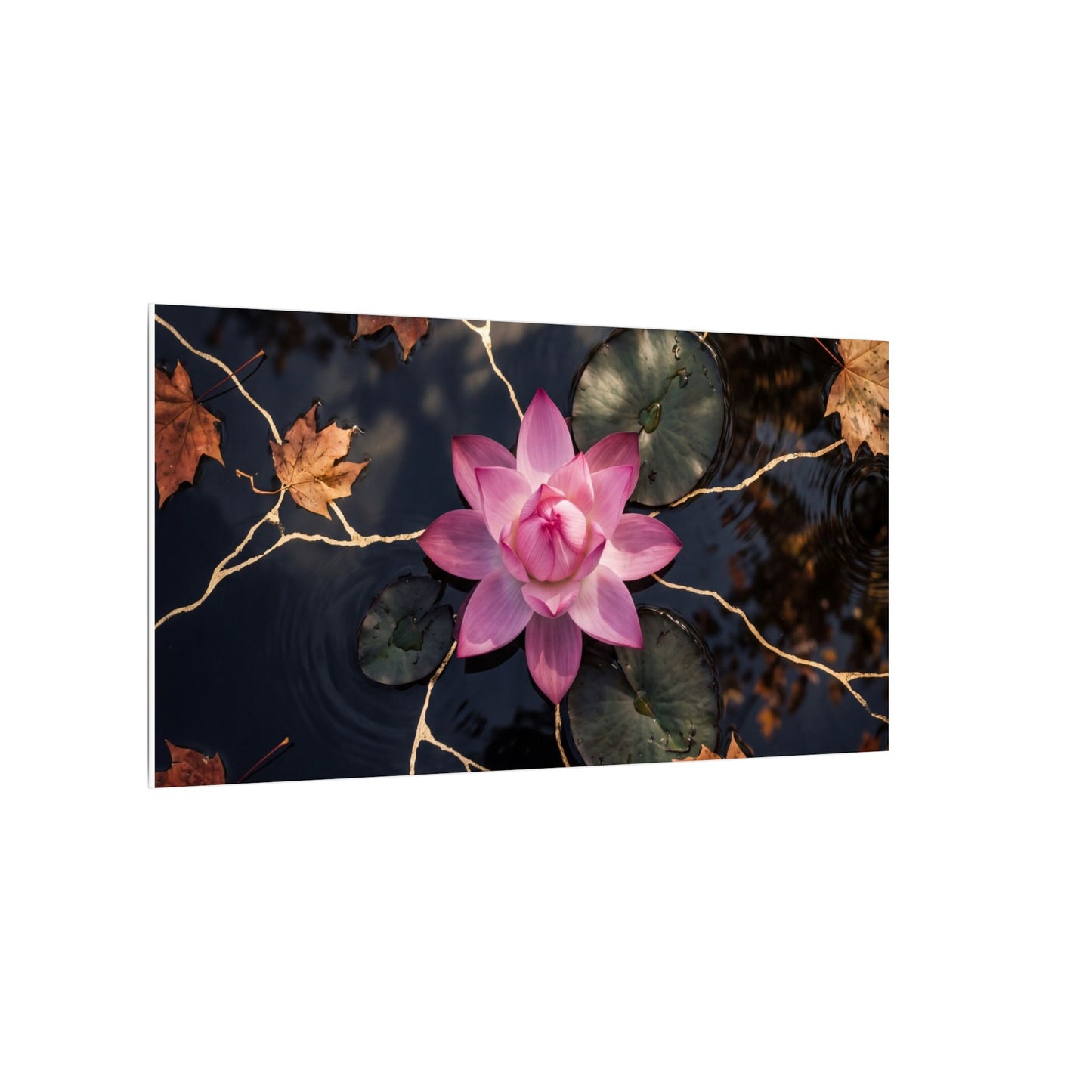 Ma Lotus Flower Canvas Art - Kintsugi Gold Vein