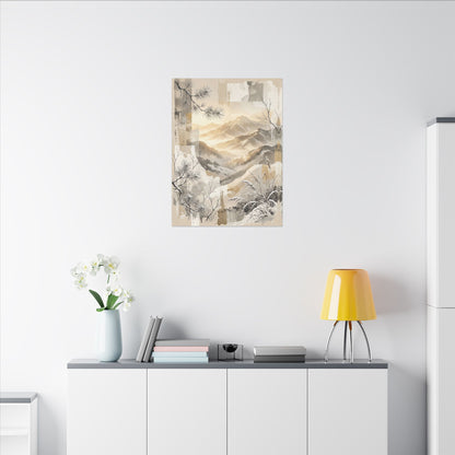 Shibui Mountain Mist Canvas Art - Japandi Japanese Pattern