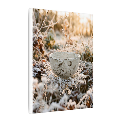 Japandi Ceramic Bowl in Golden Hour | Japanese Pattern Canvas Art