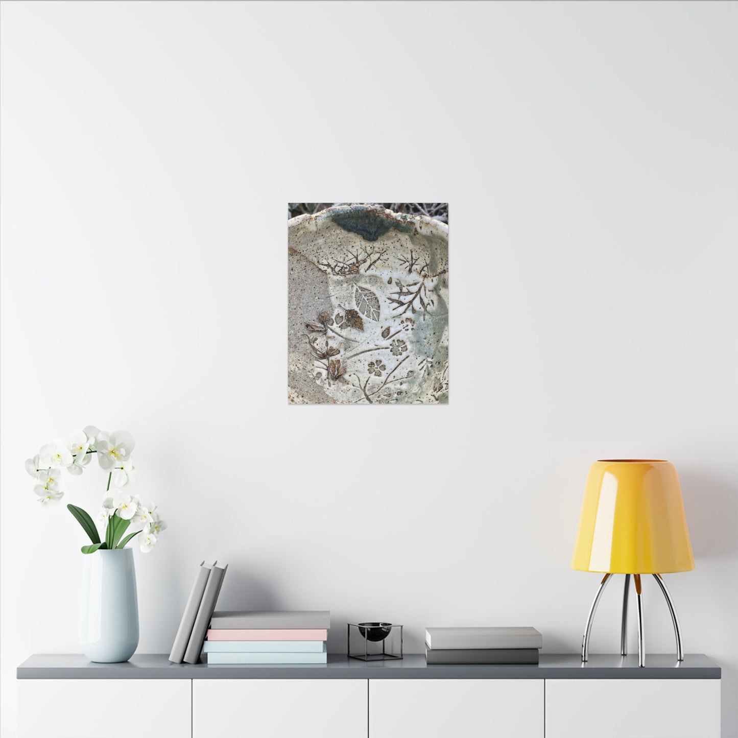 Ceramic Bowl Winter Canvas Art | Japandi Earthy Design