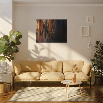Rust Patina Charcoal Ink Canvas Art | Moody Dark Japandi Art
