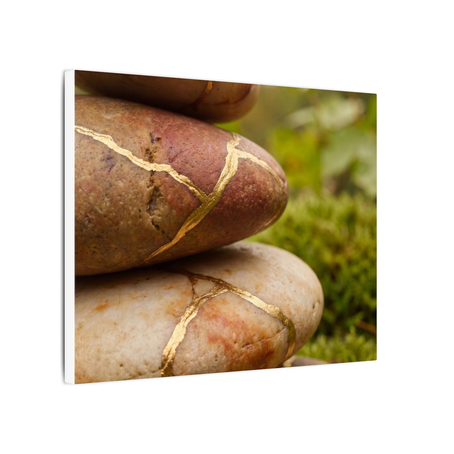 River Stones Summer Canvas Art | Kintsugi Healing Design