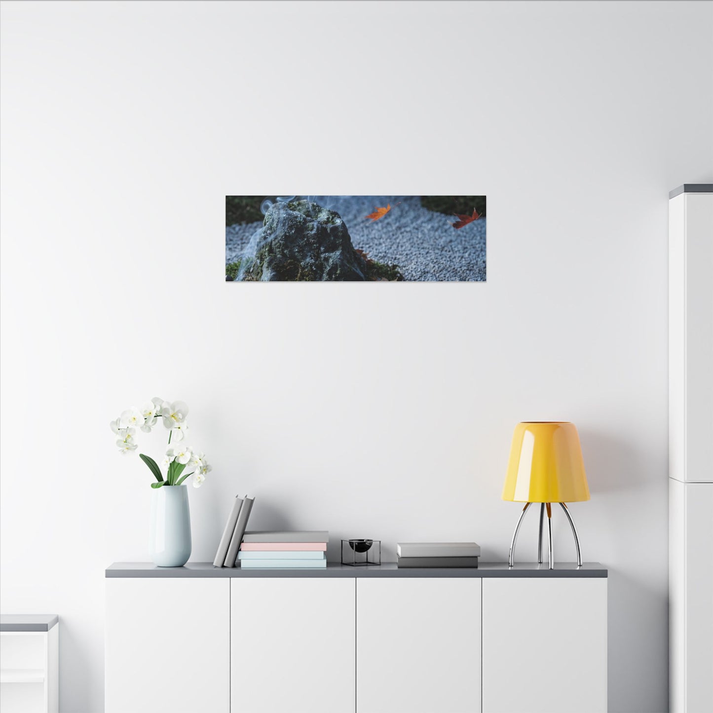 Autumn Incense Smoke Karesansui Canvas Art | Calm Decor