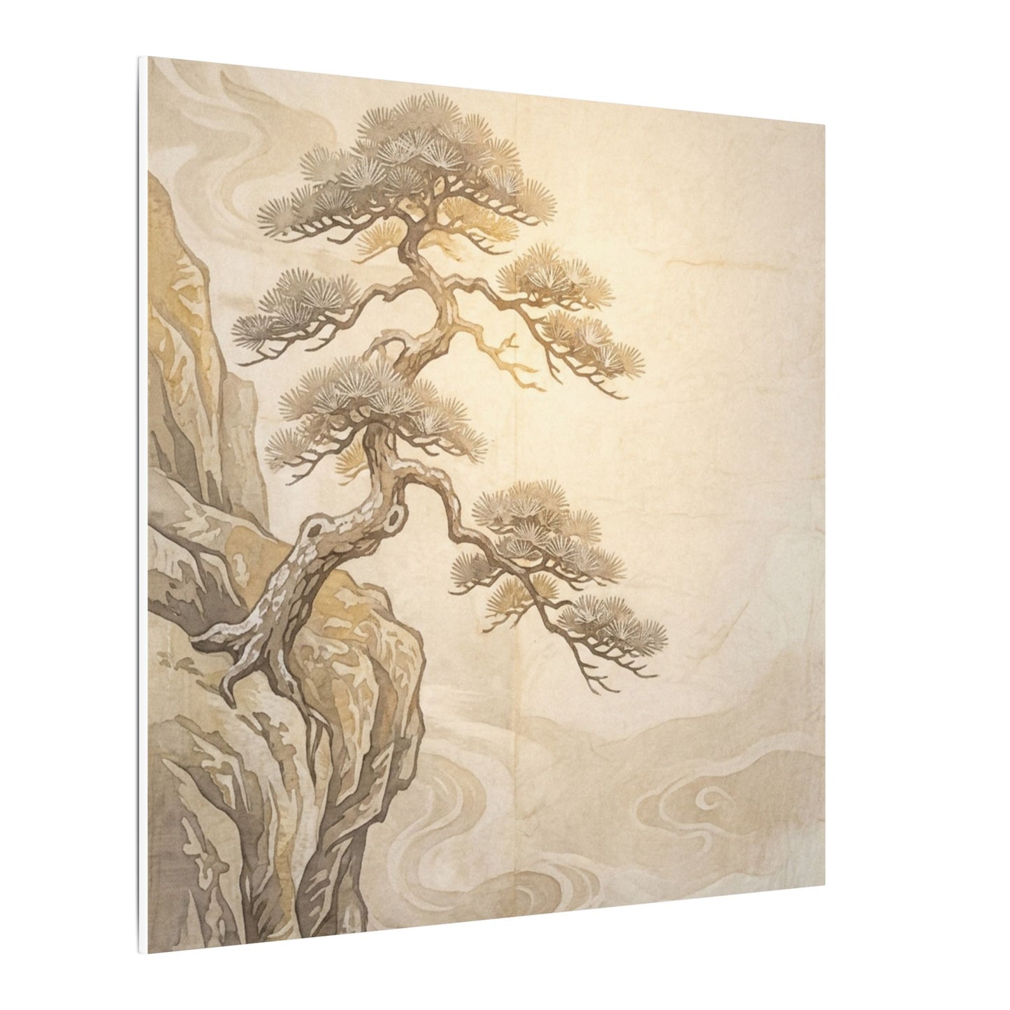 Winter Pine Tree Japanese Pattern Canvas Art | Elegant Decor