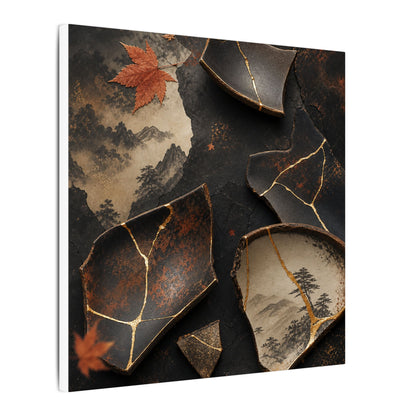 Broken Pottery Gold Vein Canvas Art | Philosophical Kintsugi Art