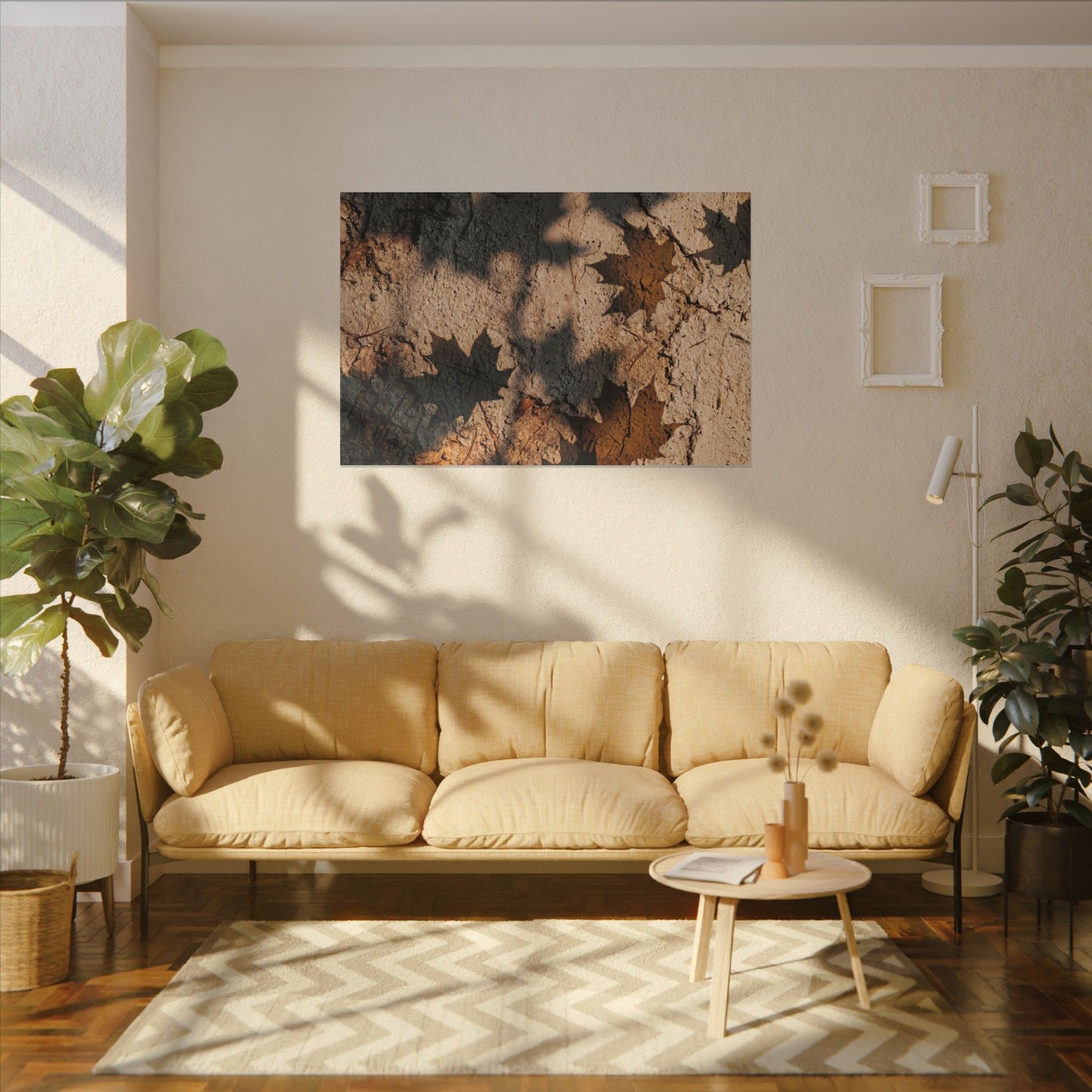 Cozy Shadow Play Canvas Art - Texture Japandi