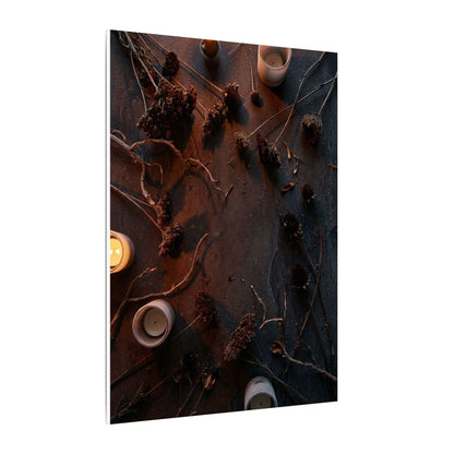 Dried Flowers Canvas Art | Winter Dark Japandi Moody Minimal Art