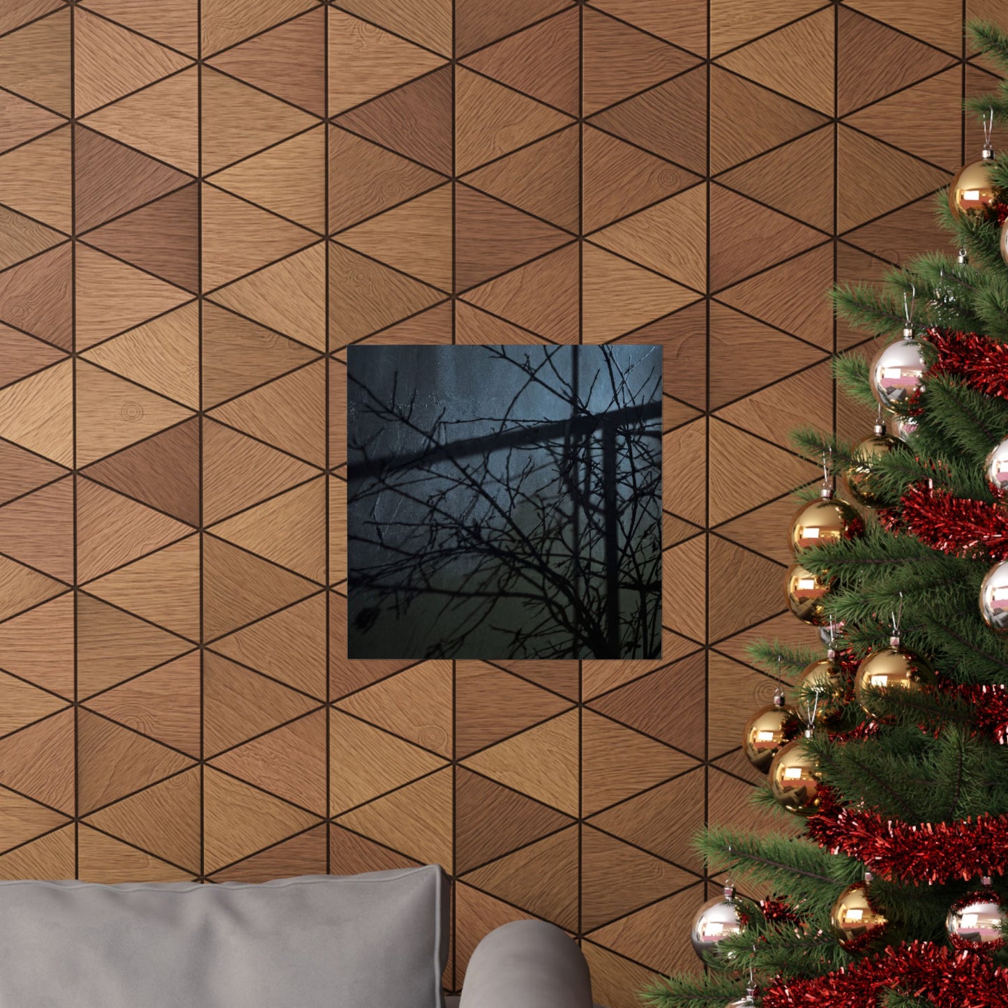 Shadow Play Winter Wall Art Print | Dark Japandi Luxurious Design