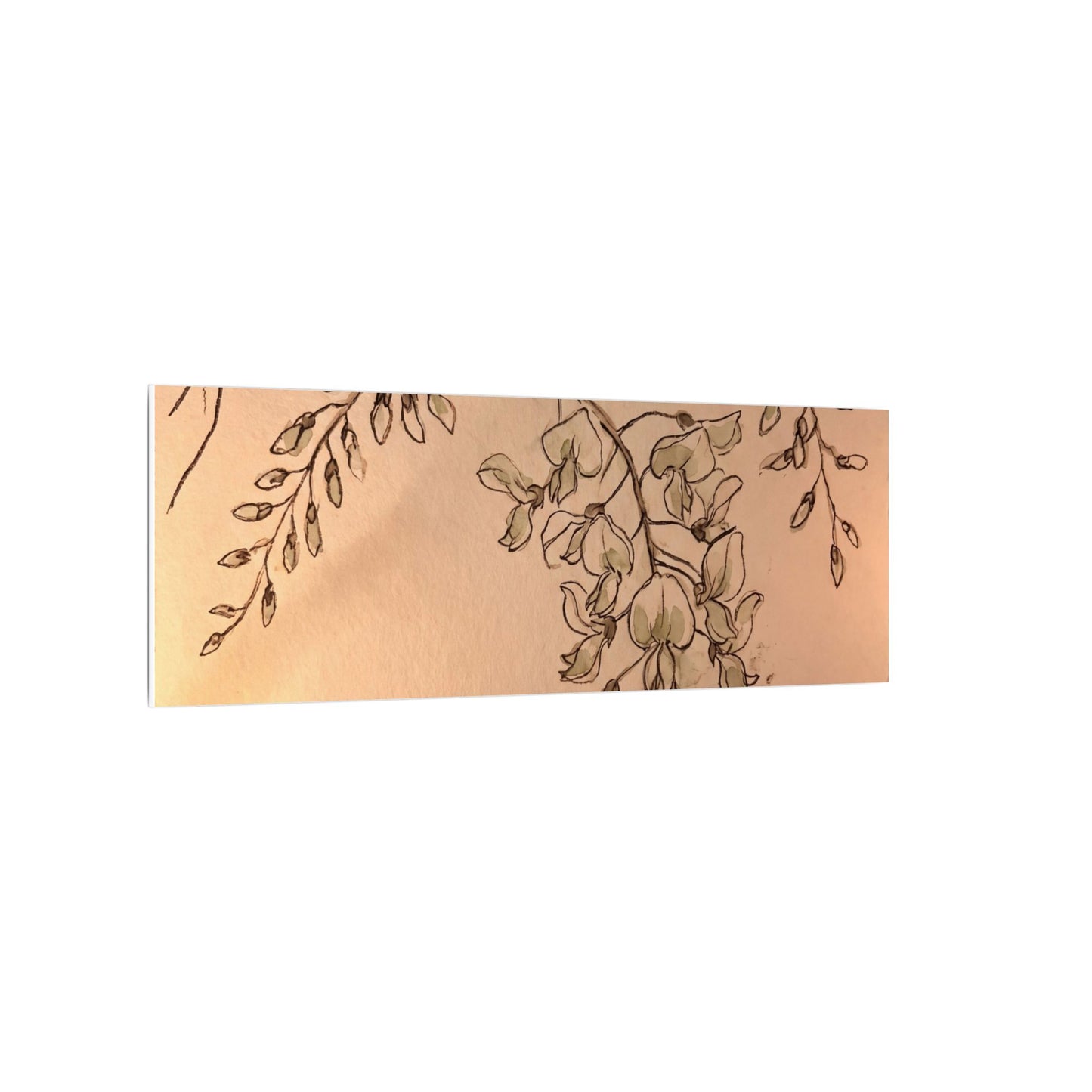 Japandi Wisteria in Candlelight | Minimal Line Canvas Art