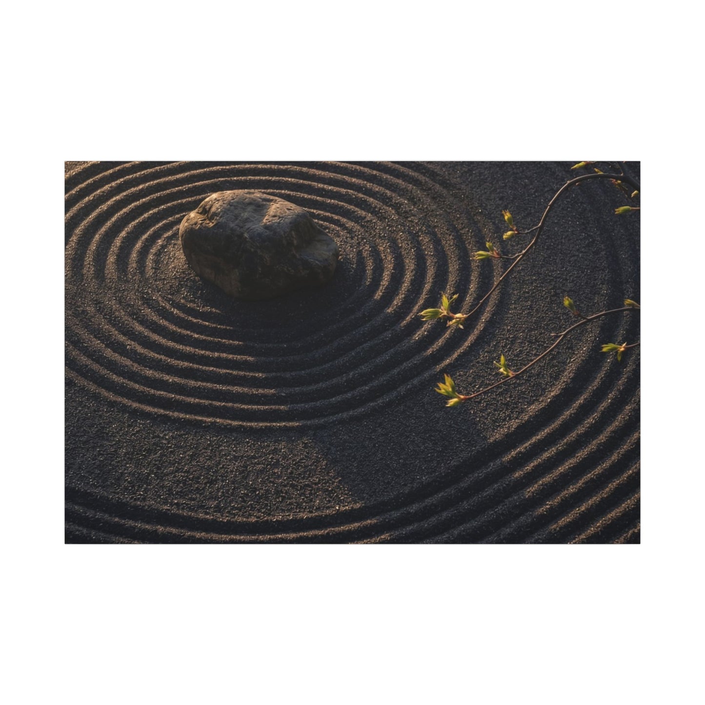 Rock Garden Shadow Zen Canvas Art | Bold Dark Japandi Art Art Print