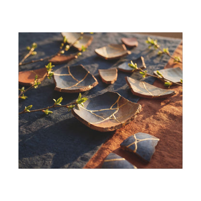 Spring Broken Pottery Gold Vein Canvas Art | Philosophical Decor
