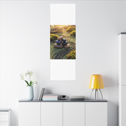 Zen River Stones in Golden Hour | Karesansui Canvas Art