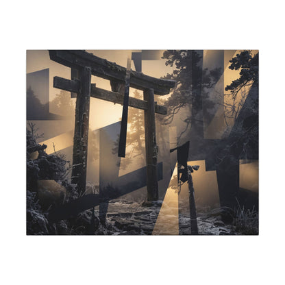 Winter Torii Gate Moody Minimal Canvas Art | Bold Decor