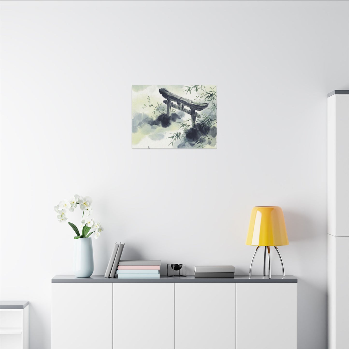Torii Gate Sumi E Canvas Art | Serene Zen Art