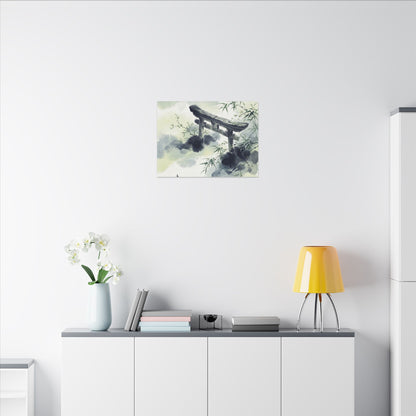 Torii Gate Sumi E Canvas Art | Serene Zen Art