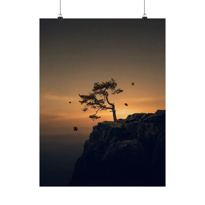 Pine Tree Wall Art Print | Autumn Dark Japandi Moody Minimal Art Art Print