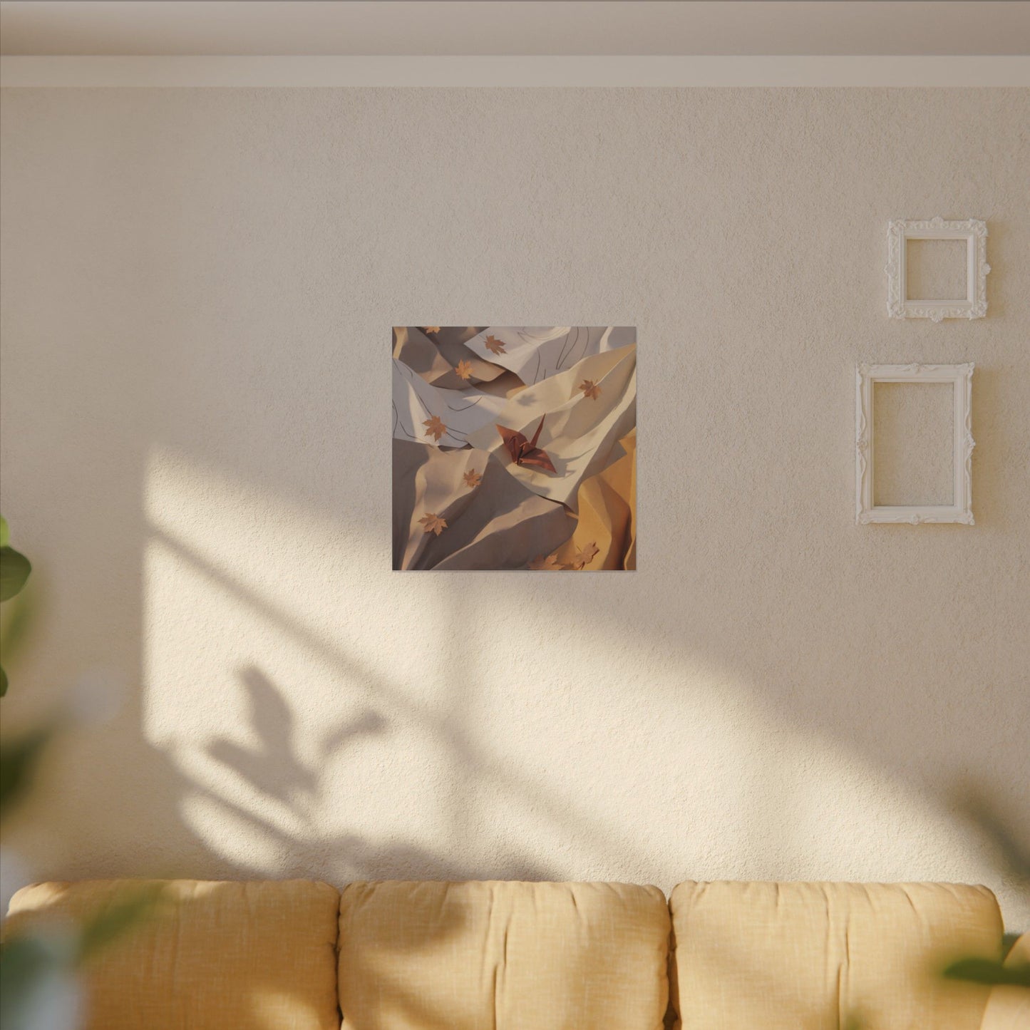Autumn Paper Fold Minimal Line Canvas Art | Cozy Decor