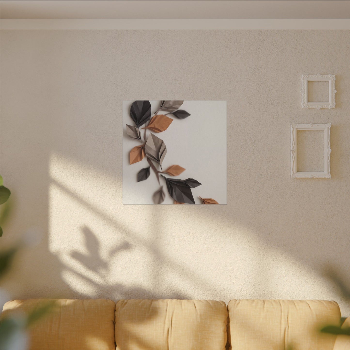 Paper Fold Autumn Canvas Art | Japandi Earthy Design