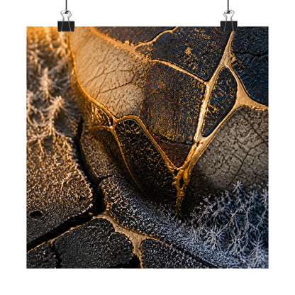Kintsugi Cracked Earth in Golden Hour | Gold Repair Wall Art Print