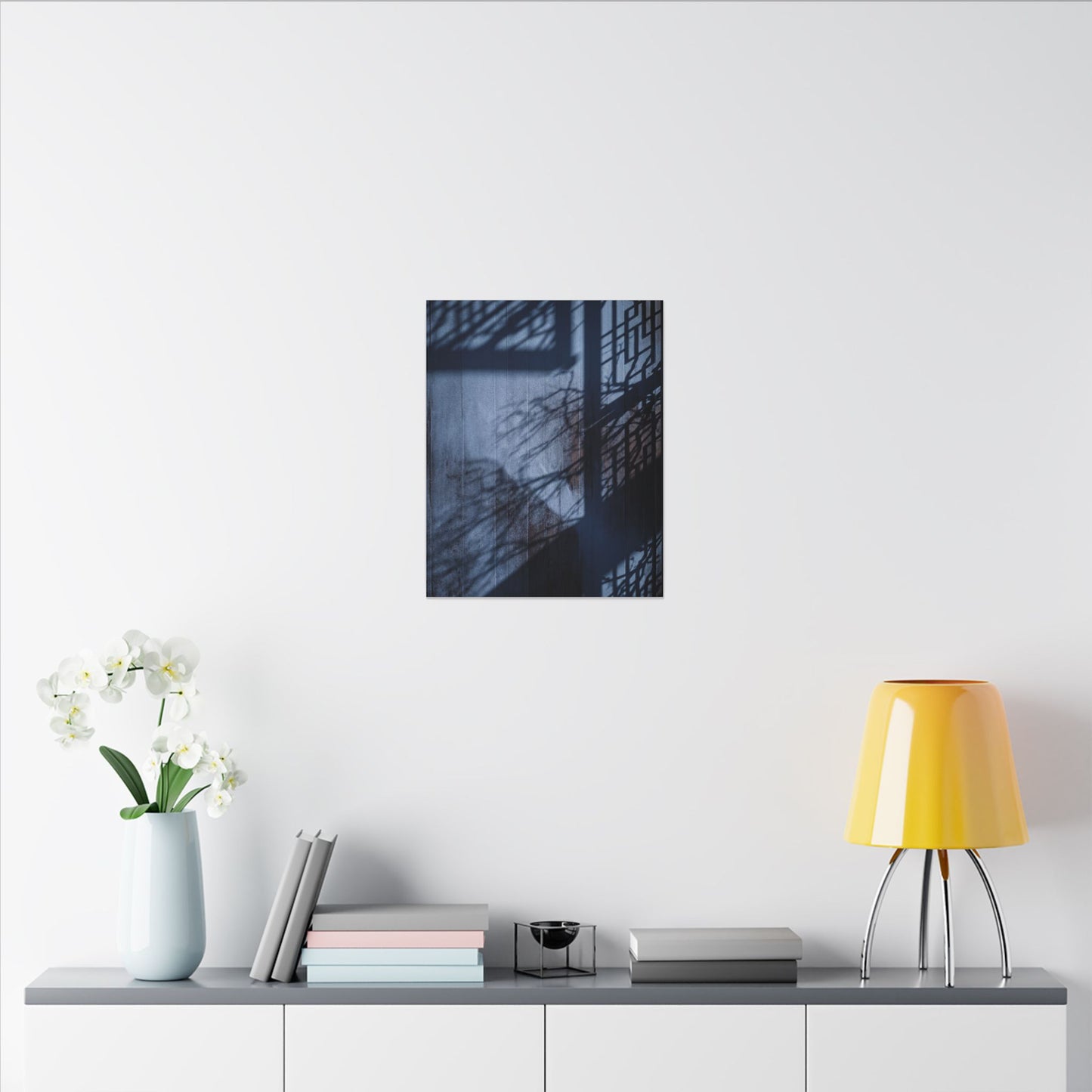 Shadow Play Moody Minimal Canvas Art | Moody Dark Japandi Art