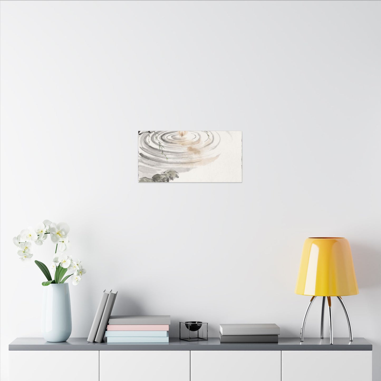 Water Ripple Sumi E Canvas Art | Tranquil Zen Art