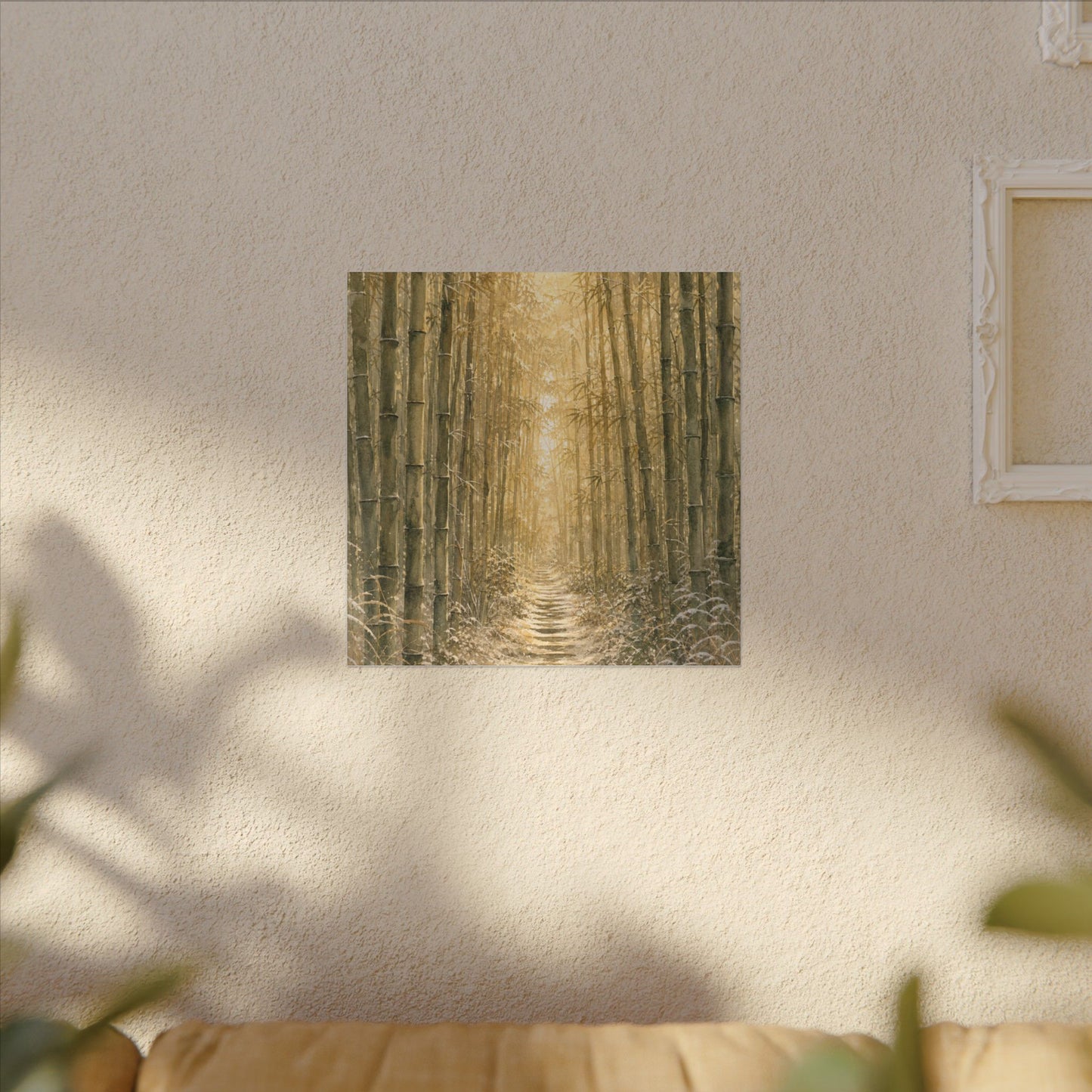 Bamboo Grove Winter Canvas Art | Japandi Elegant Design