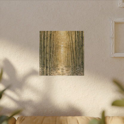 Bamboo Grove Winter Canvas Art | Japandi Elegant Design