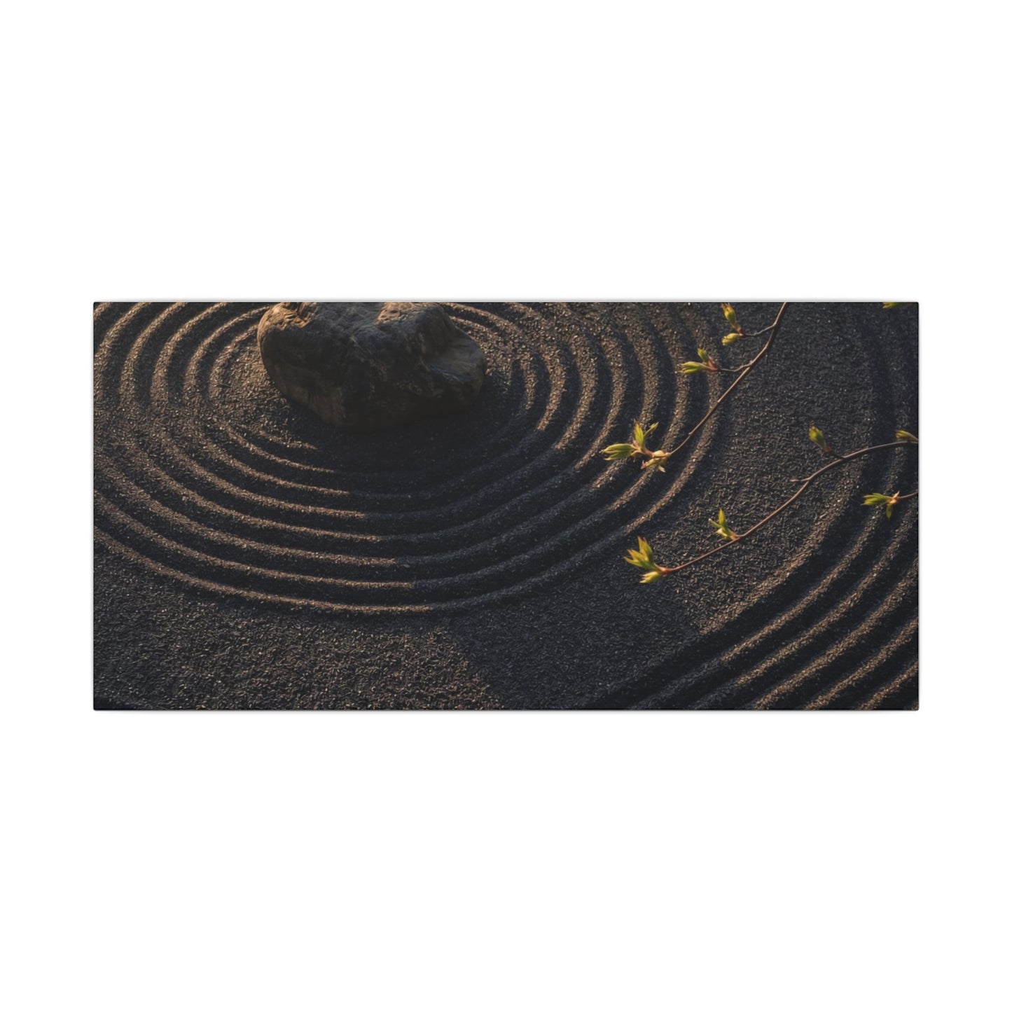 Rock Garden Shadow Zen Canvas Art | Bold Dark Japandi Art