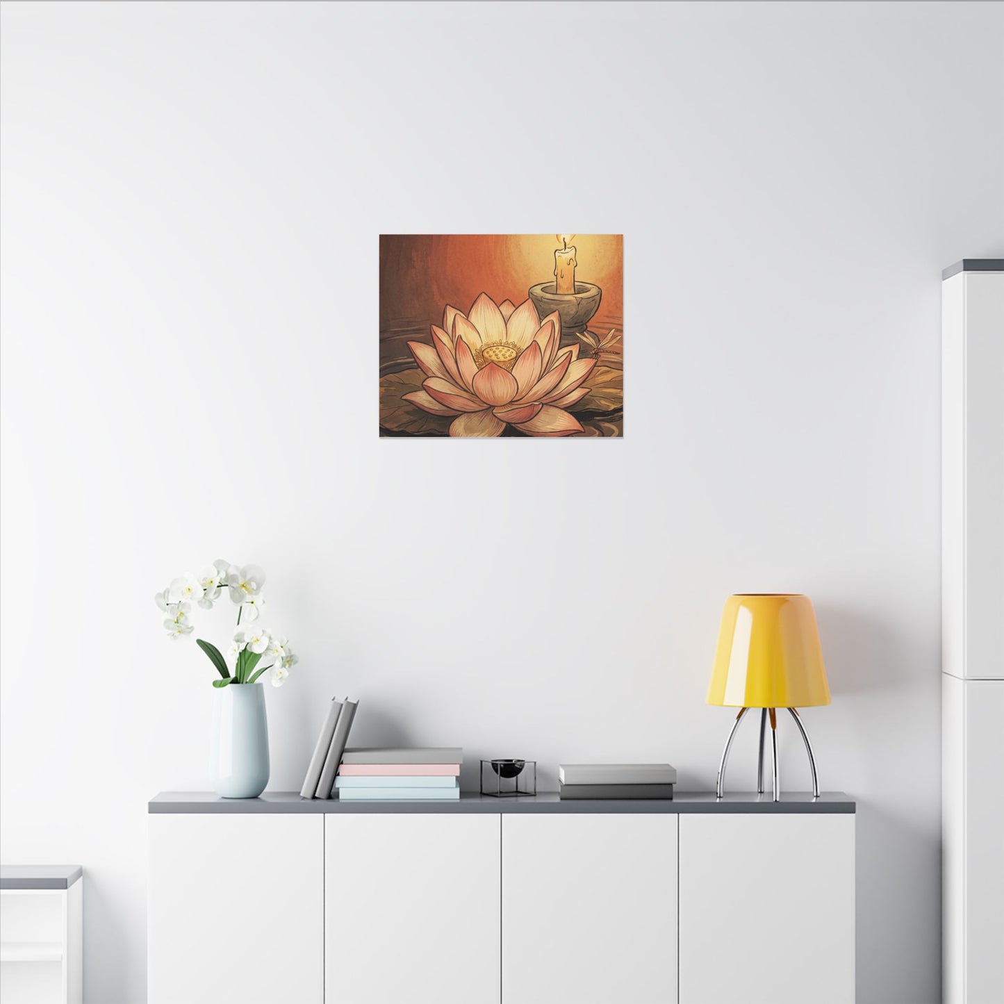 Lotus Flower Summer Canvas Art | Zen Contemplative Design