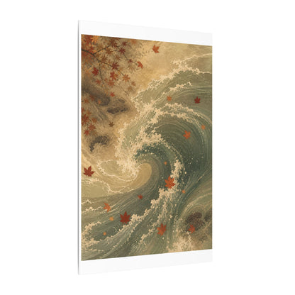 Japandi Ocean Wave in Candlelight | Japanese Pattern Canvas Art