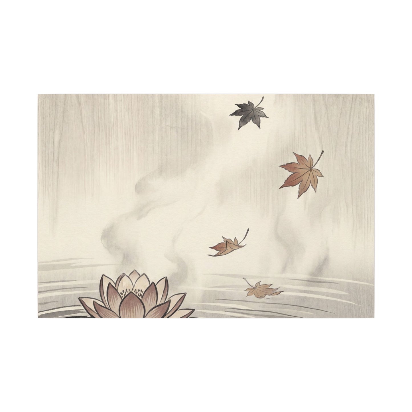 Lotus Flower Canvas Art | Autumn Zen Ukiyo E Inspired Art
