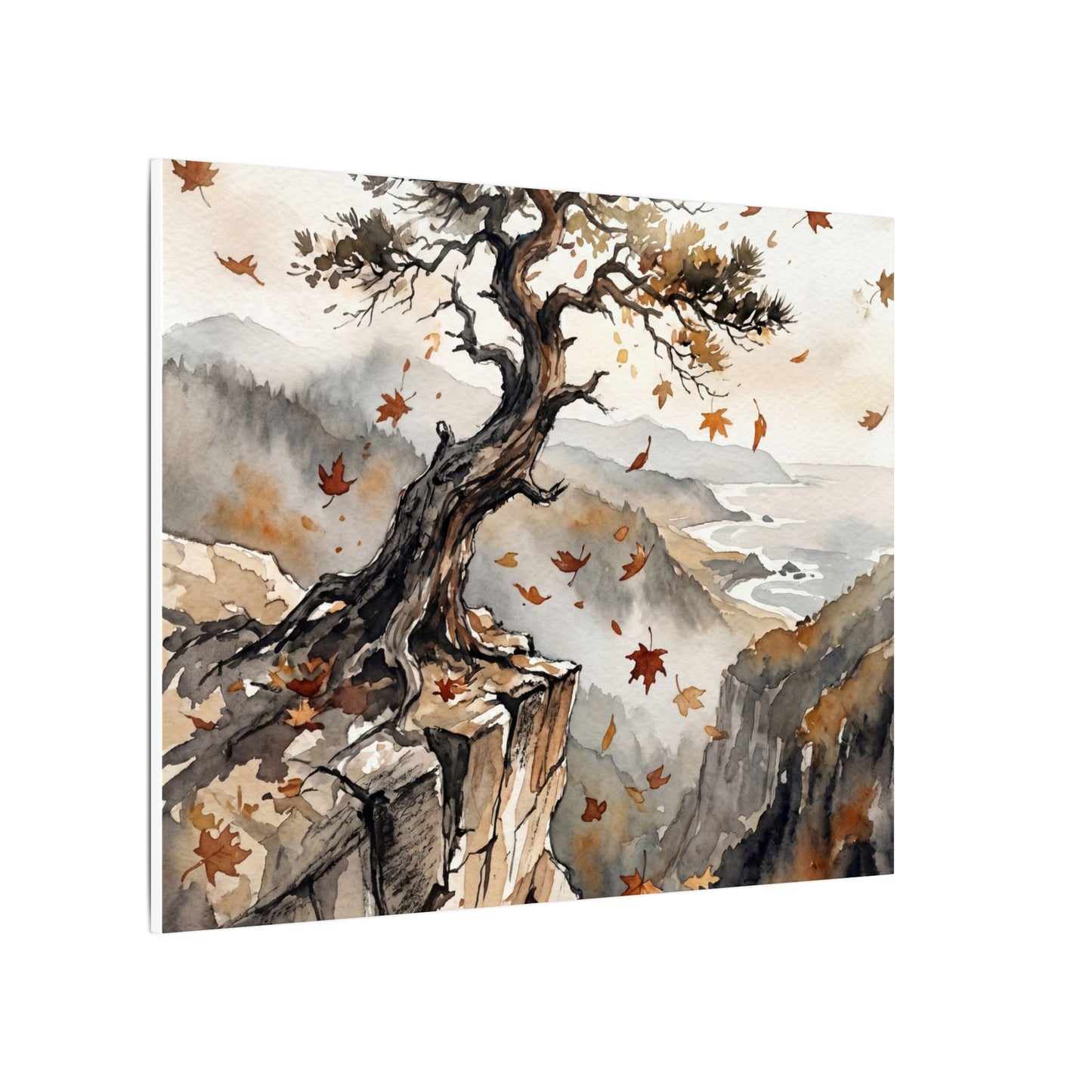 Autumn Pine Tree Watercolor Canvas Art | Warm Decor