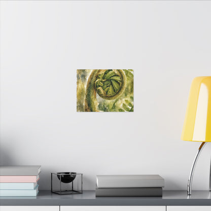 Japandi Fern Unfurling in Dappled | Watercolor Canvas Art