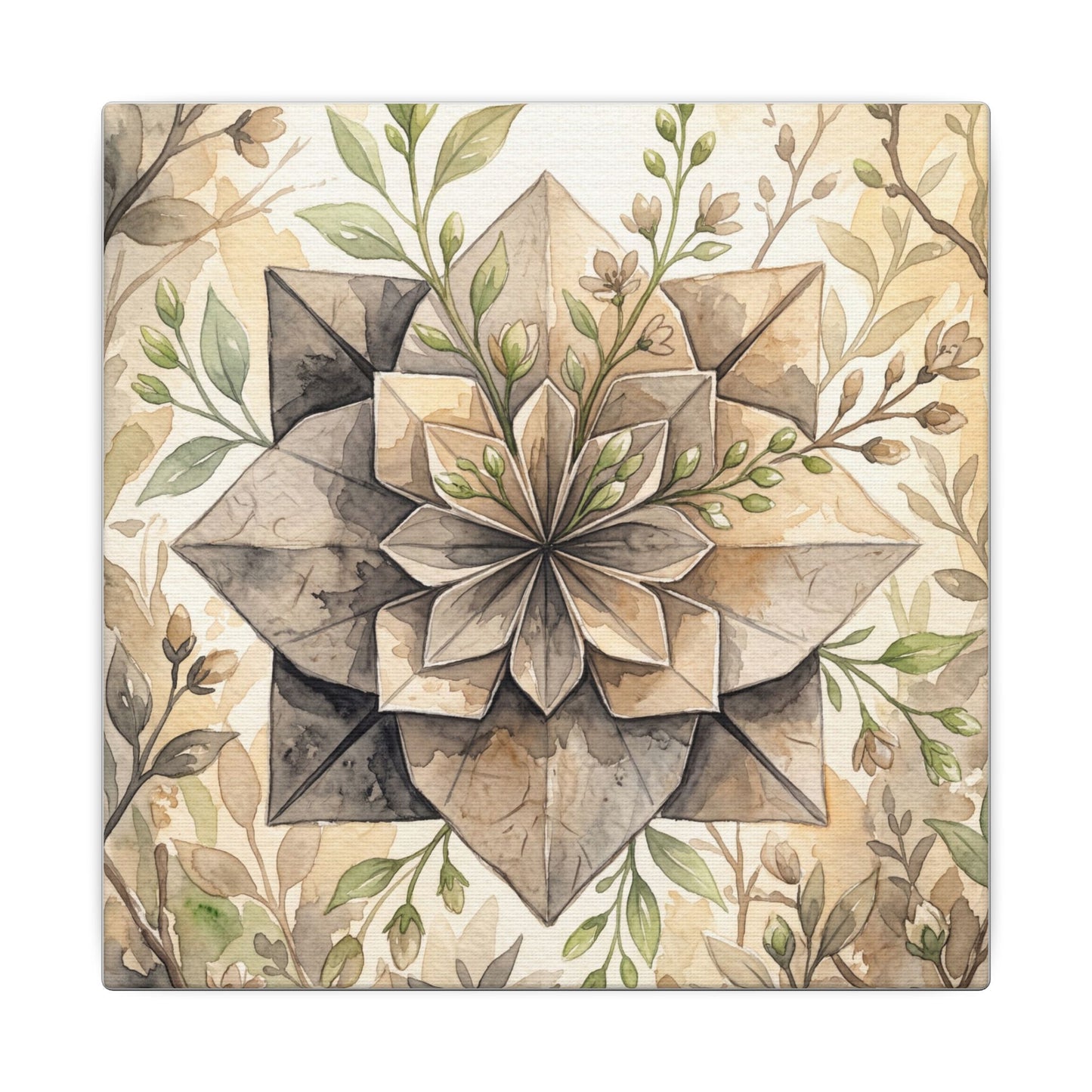 Warm Paper Fold Canvas Art - Watercolor Japandi