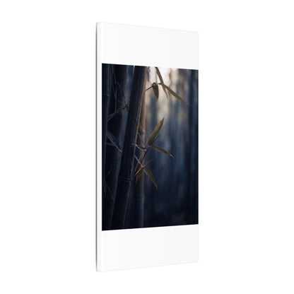 Dark Japandi Bamboo Grove in Dawn | Moody Minimal Canvas Art