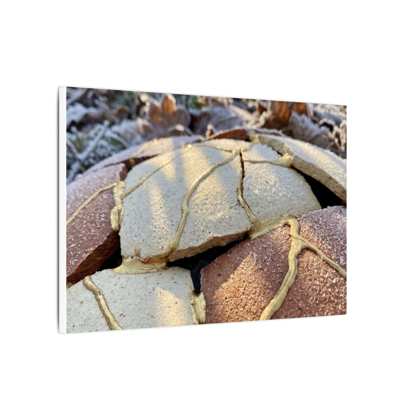 Broken Pottery Crackle Gold Canvas Art | Healing Kintsugi Art