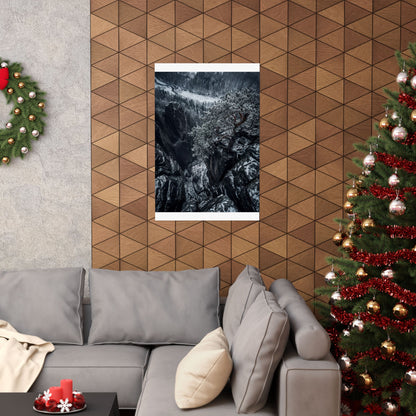 Pine Tree Wall Art Print | Winter Dark Japandi Dark Texture Art