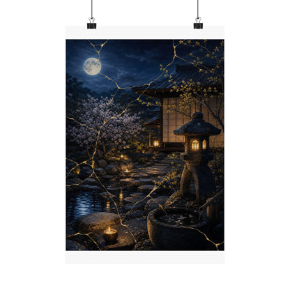 Spring Moonlit Garden Gold Vein Wall Art Print | Resilient Decor