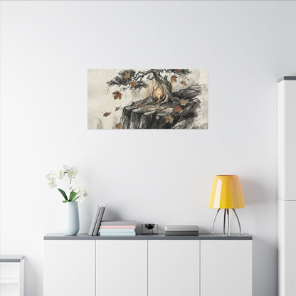 Pine Tree Autumn Canvas Art | Japandi Earthy Design
